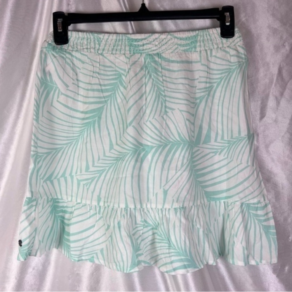 NWT Roxy Mint Green Leaf Print Mini Skirt swim coverup Size Large